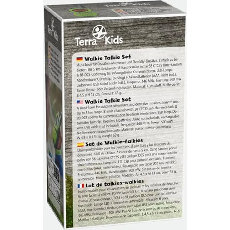 Haba Walkie Talkie Terra Kids, Walkie Talkie mit LED-Lampe, 5 km Reichweite, 8 Kanäle, abnehmbarer Gürtelclip – Bild 7
