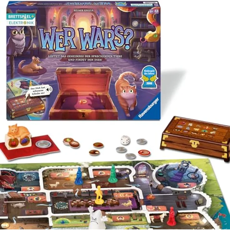Ravensburger Spiel Wer war's?, Kinderspiel mit Elektronik, interaktive Schatztruhe, Made in Europe