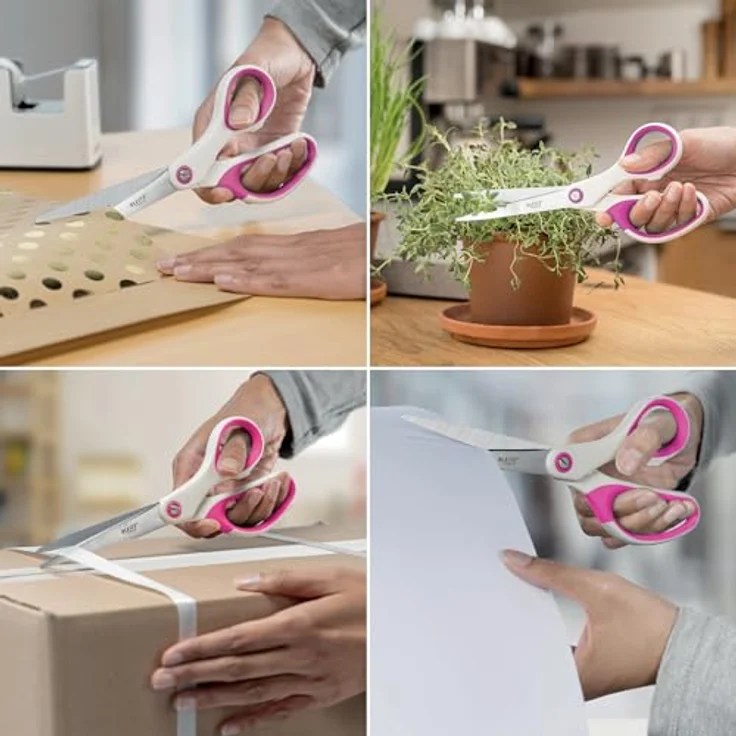 LEITZ Wow Titan Büroschere, 205 mm Edelstahl mit ergonomischem Griff, pink metallic – Bild 6