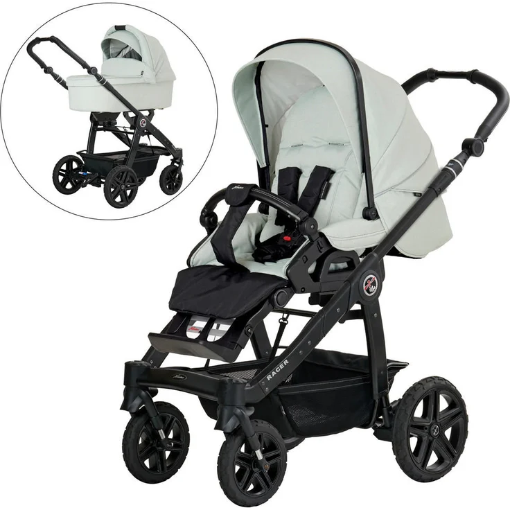 Hartan Kinderwagenset Racer GTS, Salbeigrün, 3-teilig mit ergonomischer Babywanne, umsetzbarem Sportsitz und kugelgelagerten Rädern, Made in Germany – Bild 1