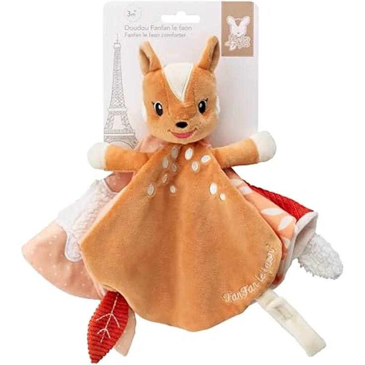 Vulli Doudou Multitexture, sensorische Bettdecke mit Befestigungssystem, mehrfarbig, geeignet ab 0 Monaten
