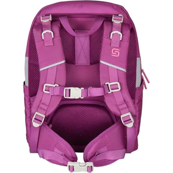 Schneiders Vienna Ergojet Purple Hearts, ergonomischer Schulranzen aus 100% recycelten PET-Flaschen, 21 Liter Volumen, mit LED-Leuchtstab und 6-teiligem Set – Bild 6