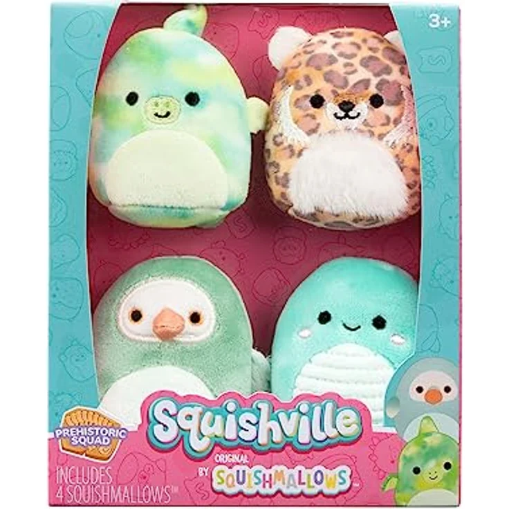 Squishville SQM0469-4er Pack Prähistorisches Squad, superweiche Mini-Squishmallows, 5cm Plüschfiguren – Bild 1