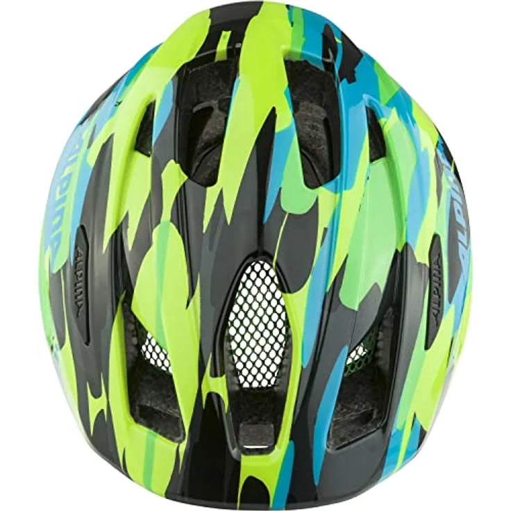 ALPINA PICO - Leichter, Optimal Klimatisierter & Bruchfester Fahrradhelm Mit Fliegennetz Für Kinder, neon-green blue gloss, 50-55 cm – Bild 4