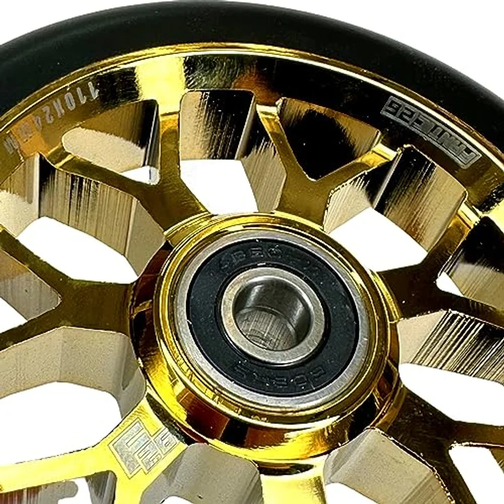 Fantic26 Stuntscooter Fantic26 Spy7 Stunt-Scooter Rolle 110mm Abec11 Gold/Pu Schwarz, Aluminium 6061-T6, ABEC-11 Kugellager, 88A PU-Härte – Bild 2