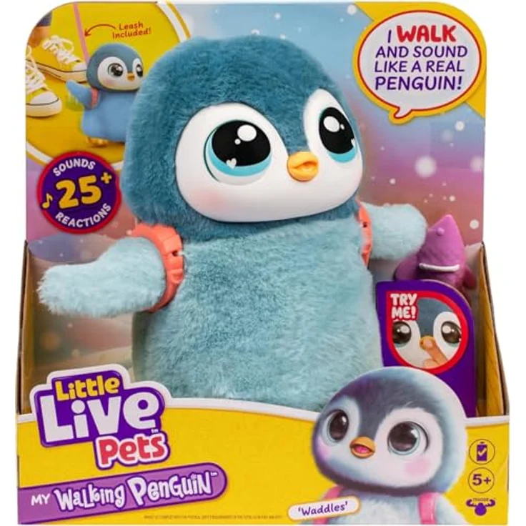Moose Plüschfigur Little Live Pets: My Pet Penguin, interaktiver Baby-Pinguin mit mehr als 25 Geräuschen und fütterbaren Snacks – Bild 3