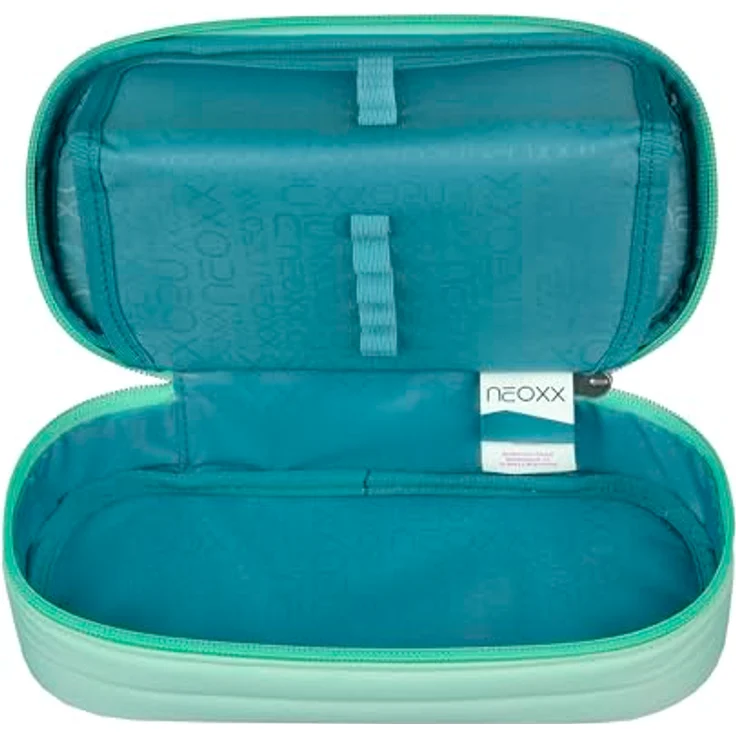 neoxx Schreibgeräteetui Schlamperbox, Jump, Mint To Be, teilweise aus recyceltem Material, mit Geodreieckfach und Stift-Flap - Preisvergleich – Bild 2