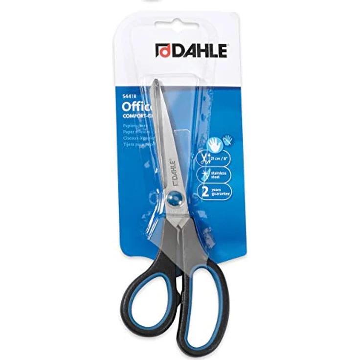 DAHLE Papierschere 54418, 20 cm, für Linkshänder mit Comfort-Grip, blau/silber/schwarz – Bild 2