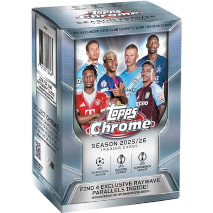 Topps 2025/26 Chrome UEFA Club Competitions Value Box, Sammelkarten mit glänzenden Designs und Chance auf Autogramme – Bild 2
