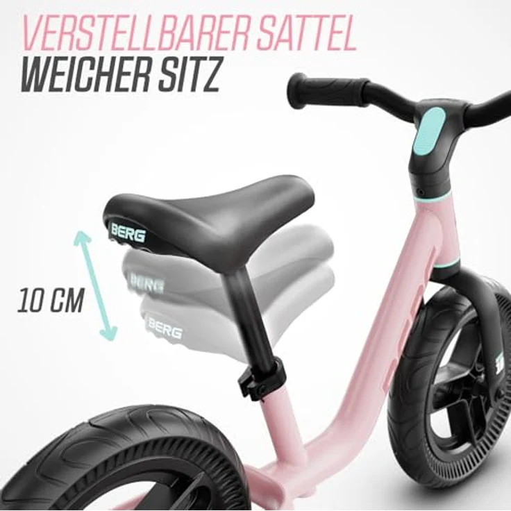 Berg MOOV 10 Zoll Laufrad, Laufrad ab 2 Jahre, Lenkrad und Sattel Höhenverstellbar (Rosa) – Bild 5