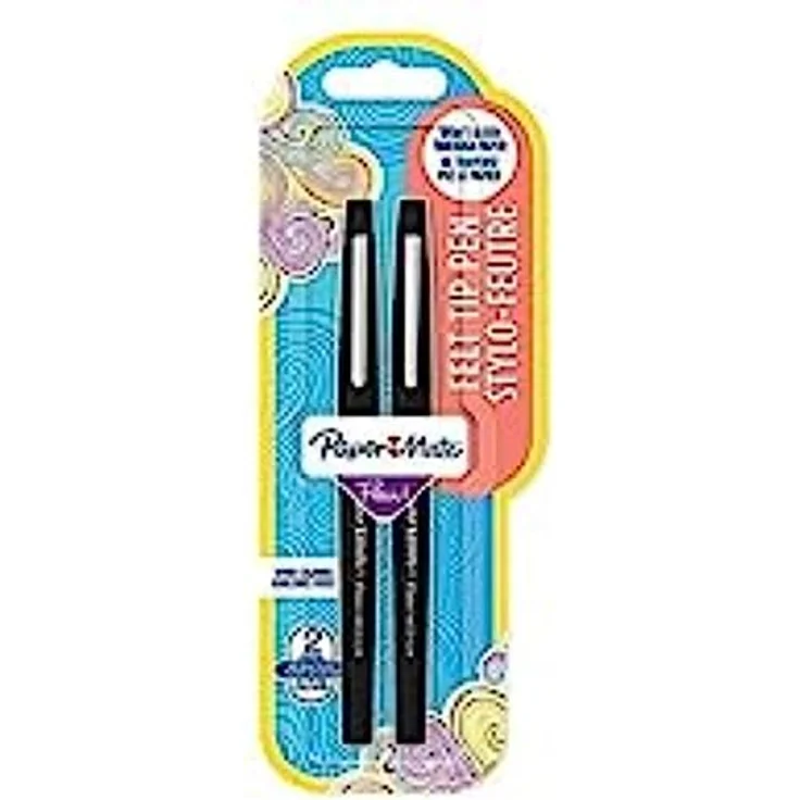 PAPER MATE Flair Kugelschreiber, mittlere Spitze, schwarze Tinte, 2 Stück