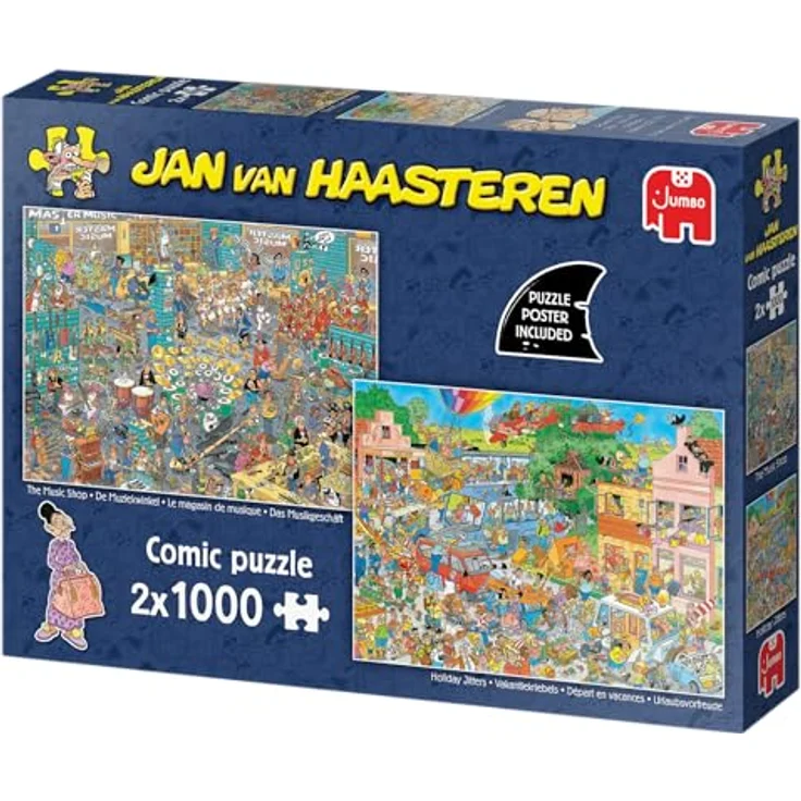 Jan van Haasteren - Der Musikshop & Urlaubssitzel - 2x1000 Teile Puzzle für Erwachsene, umweltfreundlich aus 100% recyceltem Karton – Bild 4
