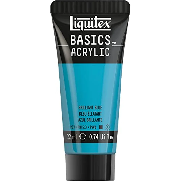 Liquitex Basics Acrylfarbe 8870495, Brillantblau, 22 ml Tube, lichtecht, mittlere Viskosität, monopigmentiert, archivqualität, seidenglänzend – Bild 1