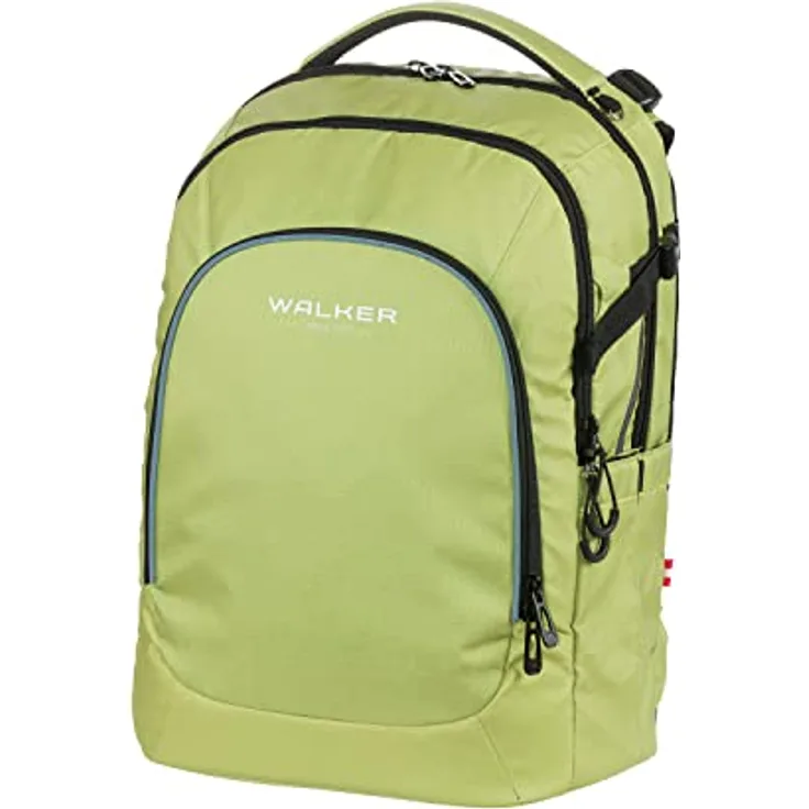 Walker 42122-361 - Schulrucksack Campus Evo 2.0 "Lime" mit 3 Fächern, Zippfach am Rücken, Schultasche inkl. Rücken-Polsterung, höhenverstellbares Tragesystem, verstellbaren Gurten