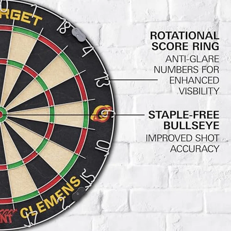 Target Darts Gabriel Clemens Spieler-Edition Dartboard Set, Wettkampfstandard Steel-Dart-Dartspitzen, 6 Messingdarts inkl. Wurflinie, Sisal Dartboard – Bild 4