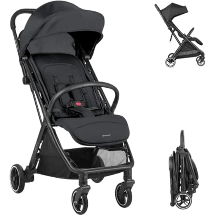 Kikkaboo Kinderwagen Buggy Lauren verstellbar faltbar Aluminiumrahmen bis 22 kg, Farbe:schwarz – Bild 2