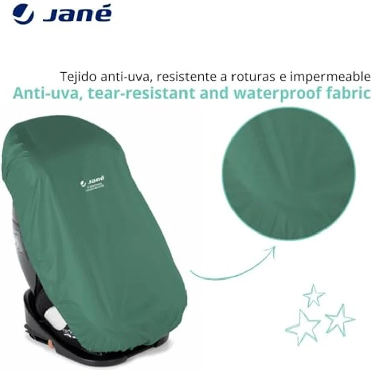 Jané Thermoabdeckung Autositz Baby Universal, UV-Schutz, reduziert Hitze bis 25°C, wasserdicht, faltbar, grün – Bild 3