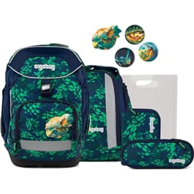 ergobag Pack Set, ergonomischer Schulranzen 6-teilig, flexibel, für 1. Klasse Grundschule, mit individueller Gestaltung in bunten Farben – Bild 1