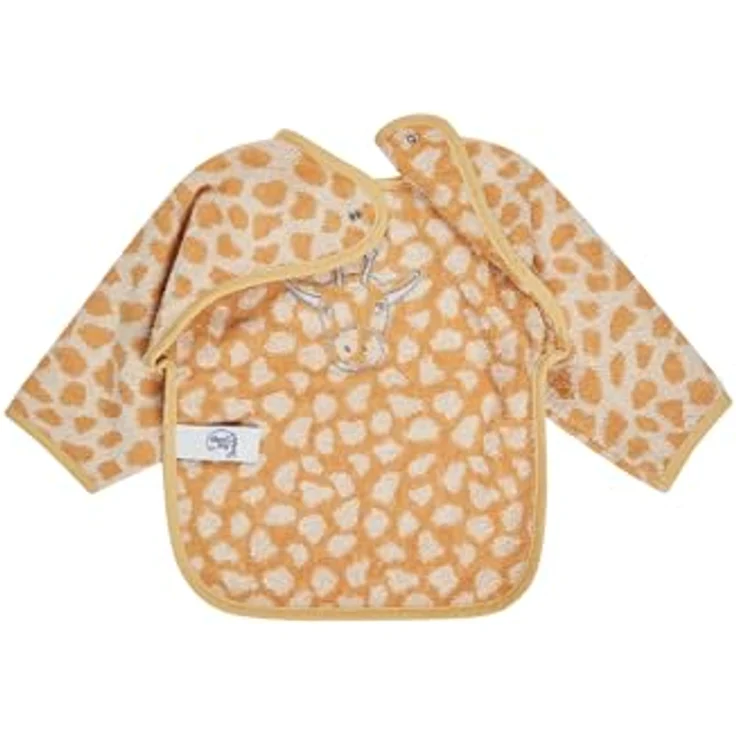 Sterntaler Ärmellätzchen Giraffe Kaya – Saugfähige Baumwolle, niedliches Giraffen-Jacquard, praktischer Druckknopfverschluss, sandfarben – Bild 3