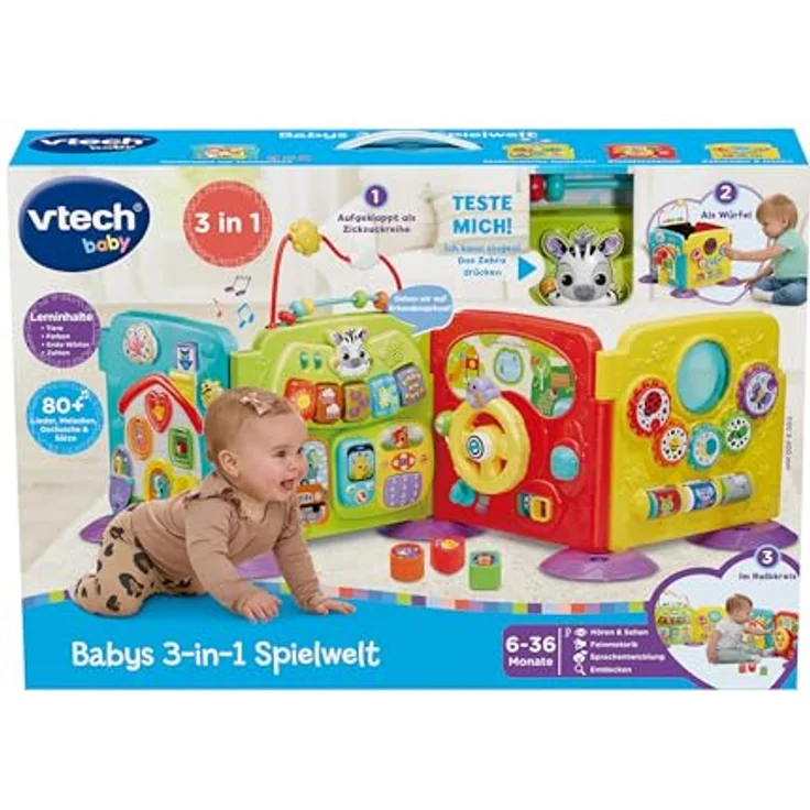 Vtech® Lernspielzeug Babys 3-in-1 Spielwelt, Farbenfrohes Lernspielzeug mit Licht und Sound, 4 individuell gestaltbare Seiten – Bild 9