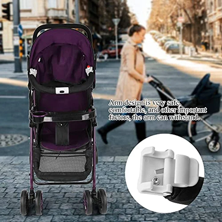 Kunststoff and Stahlrohr Kinderwagengriff Sicherheitsbügel Buggy Universal Griff Sicherheitsarmlehne Stoßstange verstellbarer Kinderwagen für Kinderwagenzubehör schwarz grün (schwarz) – Bild 7