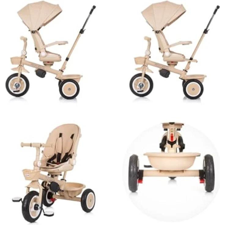 Chipolino Tricycle Marathon 2 in 1, Dreirad mit umkehrbarem Sitz, Höhenverstellbarem Schiebegriff, Gummirädern und Sonnendach – Bild 4