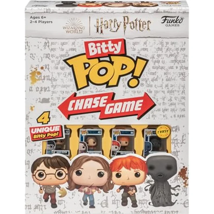 FUNKO GAMES Bitty Pop! Chase Harry Potter Brettspiel mit 4 exklusiven Minifiguren, inkl. Harry, Hermine, Ron und Voldemort, klassische Elemente, englische Version