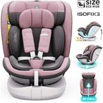 Daliya® Autokindersitz ROTAZIONE I-Size 2024, Kindersitz mit 360°-Rotation, höhenverstellbare Kopfstütze, Rosa