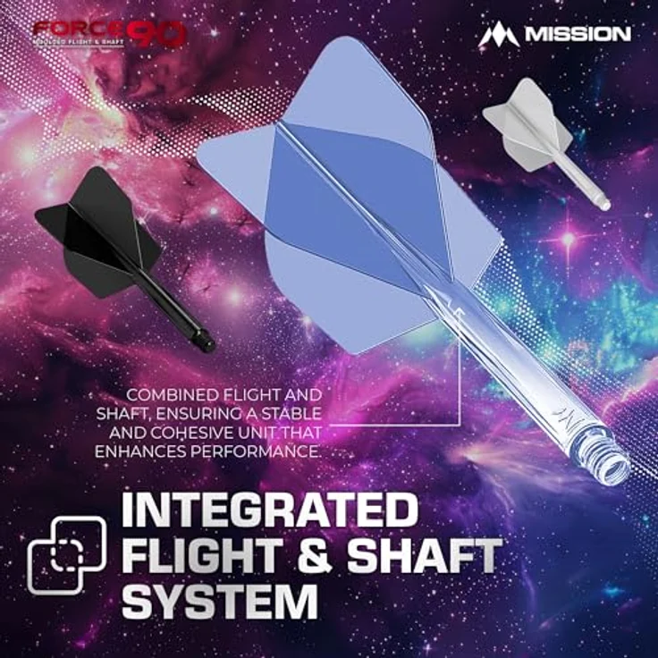 Mission Darts Force 90, integriertes Dart-Flight und Schaftsystem, Packung mit 3 langlebigen Standard Nr. 6 Darts, verschiedene Ausführungen erhältlich – Bild 2