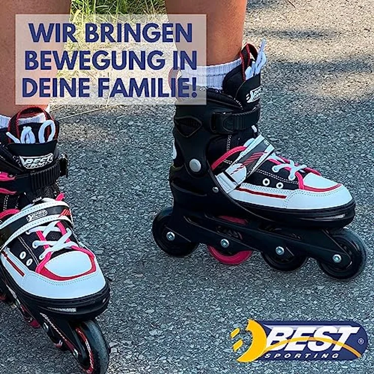 Best Sporting Inline Skates Kinder I Rollschuhe größenverstellbar I robuste Inliner für Jugendliche mit Bremse I schwarz/blau I Rollerskates Schuhe Kinder I Inliner mit 4 Rollen – Bild 5