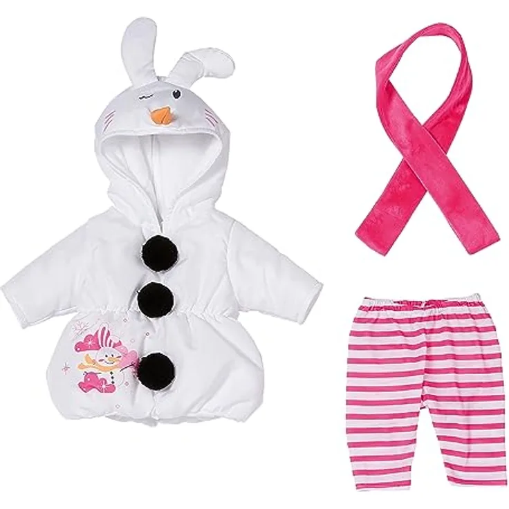 Dolly Moda, Puppenkleidung, Puppenkostüm, Schneemann 43cm, Kostüm für Puppen bestehend aus Overall, Leggings, Schal und Kleiderbügel, 871591, Zapf Creation