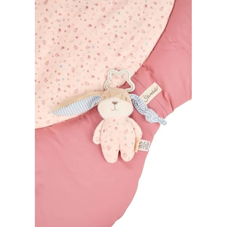 Sterntaler Spielbogen Hase Hanni, wattierte Activity Decke 96x96cm mit Rassel, Beißring & Spiegel, perlrosa – Bild 4