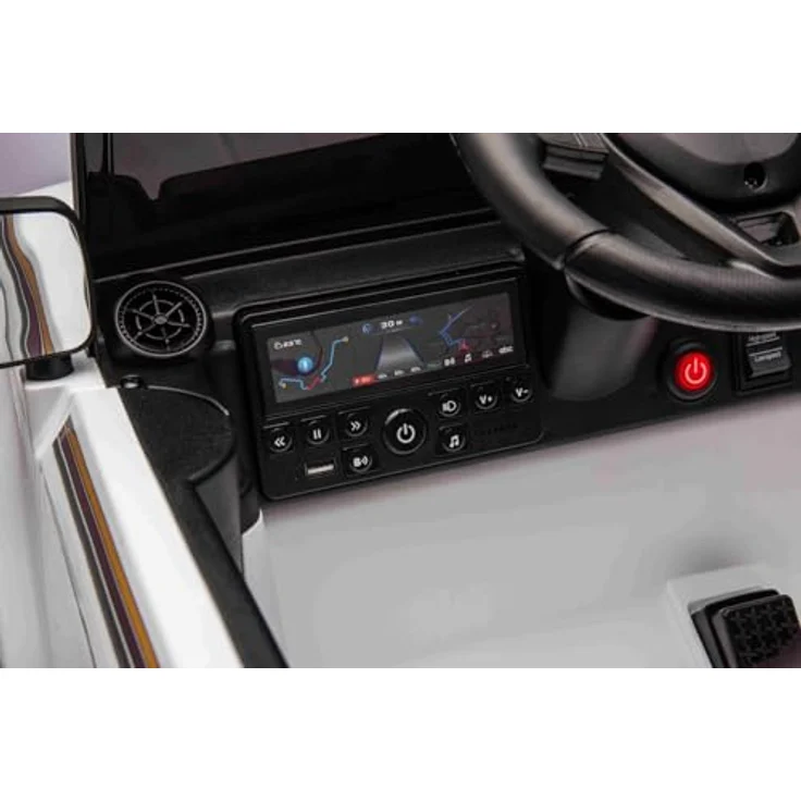 Beneo Motors Elektrisches Kinderauto Toyota Landcruiser 12V, weiß, breiter Einzelsitz, 2,4 GHz Fernbedienung, Bluetooth, USB/AUX-Eingang, LED-Lichter, Lithiumbatterie, 2 x 25W Motor, ORIGINAL-Lizenz – Bild 5