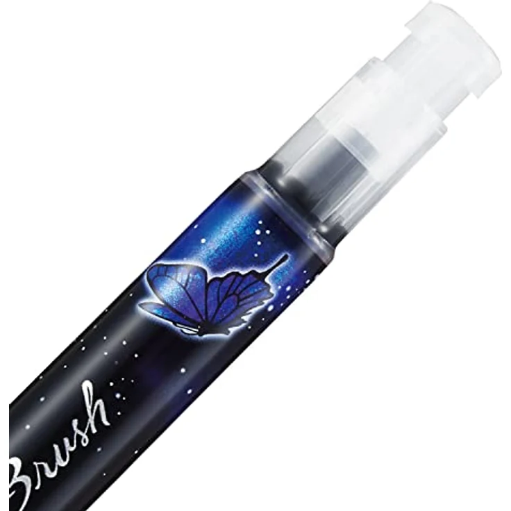 Pentel XGFH-DVX Dual Metallic Brush - Pinselstift gefüllt mit, je nach Papierfarbe, changierender Glitzertinte, Nylonfasern, feiner bis breiter Strich, violett/metallic-blau, 1 Stück auf Blisterkarte – Bild 4