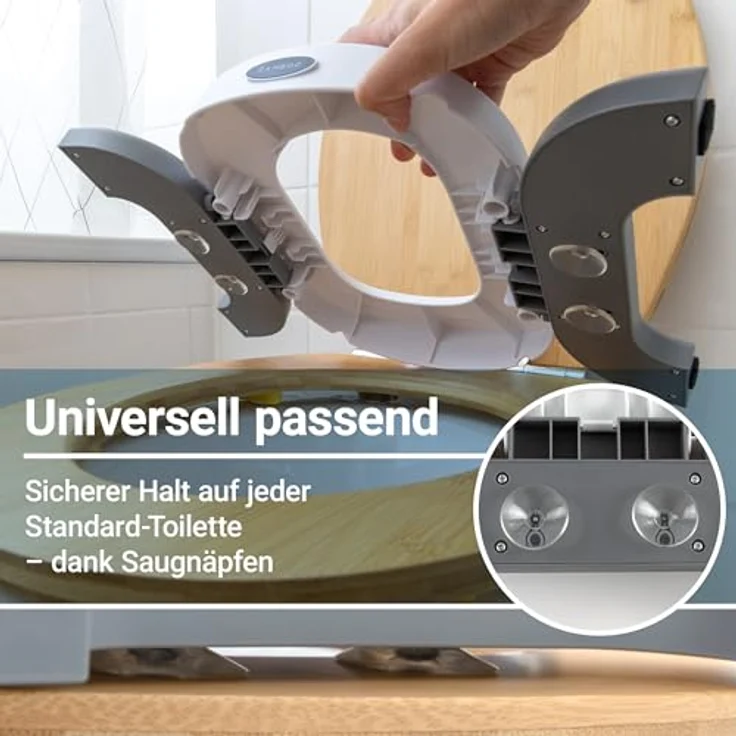Zamboo Tragbare Baby Toilette 3in1, Reisetöpfchen & faltbarer Toilettensitz für Kinder ab 15 Monaten, mobil und hygienisch mit Einweg-Plastiktüten, Grau – Bild 5
