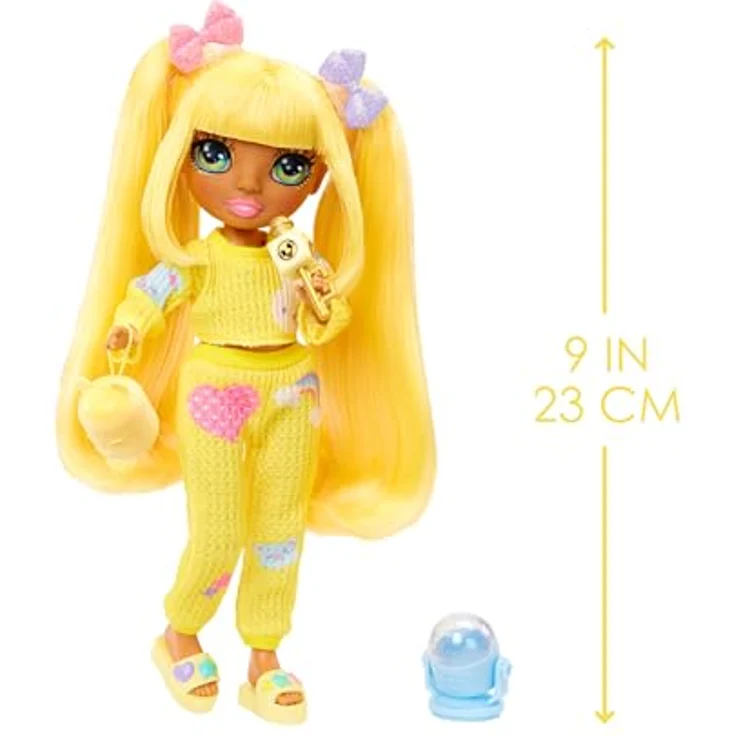 Rainbow High Anziehpuppe Junior High PJ Party Fashion Doll Sunny (Yellow) - Übernachtungsparty Design, viele passende Accessoires – Bild 3