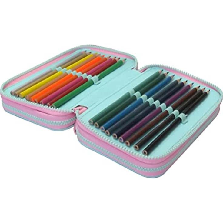 CoolPack XXL Pencil Case 3-Compartment, Ombre Pink Gradient, 44-teiliges gefülltes Federmäppchen mit 3 Kammern, langlebiges Polyester – Bild 5