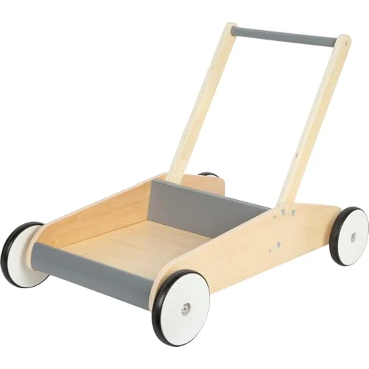 Small Foot Lauflernwagen Schiefergrau, robuster Schiebewagen aus Holz mit großer Ladefläche, ab 12 Monaten, 12550 – Bild 5