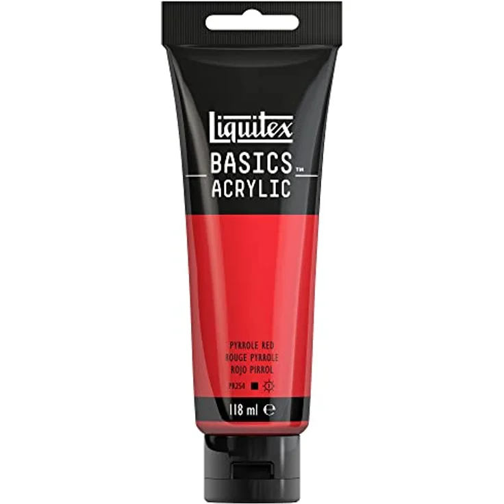 Liquitex Basics Acrylfarbe Pyrrolrot, 118ml Tube, lichtecht, mittlere Viskosität, seidenglänzend, monopigmentiert, Archivqualität – Bild 1