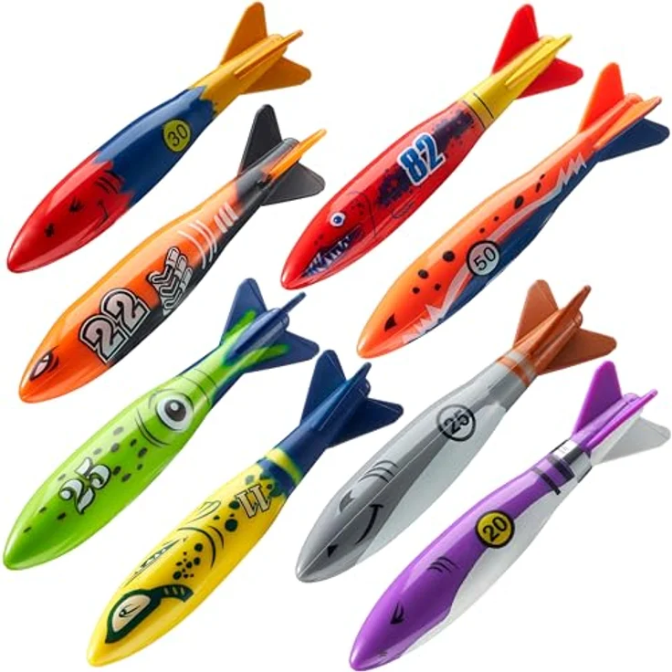JOYIN 8 Stück Hai-Tauchspielzeug, buntes Wasserspielzeug mit 7,7"/19 cm Größe, hoch qualitativ und ungiftig, schnell sinkend für Kinder, ideal für Sommeraktivitäten und Unterwassertraining – Bild 1