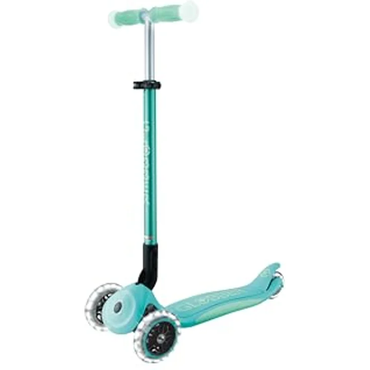 GLOBBER ELITE GLOW LIGHTS – 3-Rädriger Kinderroller mit verstellbarer Lenkerhöhe, LED-Leuchtrollen und Glow-Effekt, dunkelmint – Bild 1