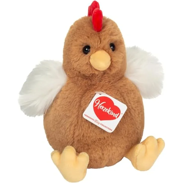 Teddy Hermann Herzekind 93964 Henne Trude, Kuscheltier aus weichem Plüsch, 18 cm, geprüft nach EU-Spielwaren-Richtlinien, waschbar bei 30 Grad