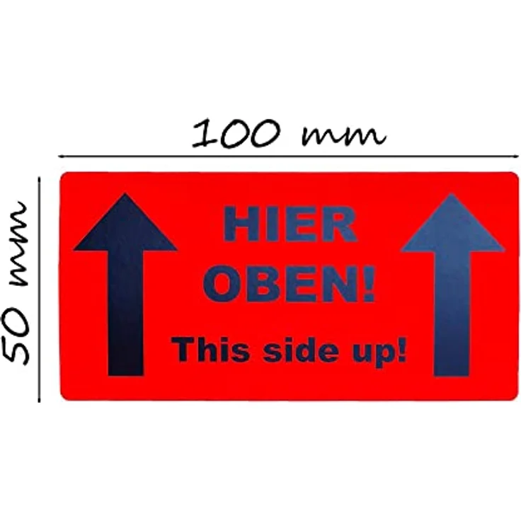 varivendo 50 Aufkleber Etikett "Hier oben - this side up", rote Versandaufkleber, Größe 10 x 5 cm – Bild 2