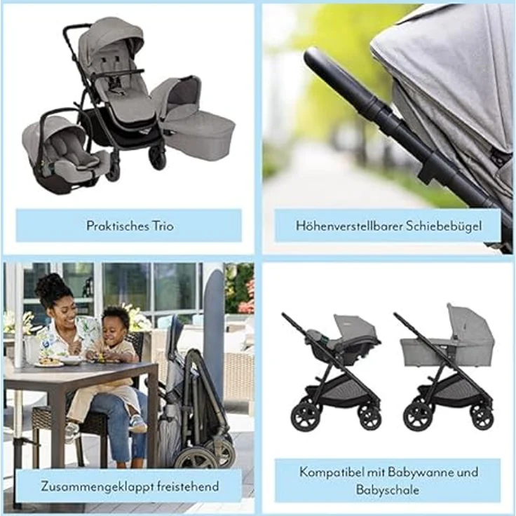 Graco 3in1 Kombi-Kinderwagen-Set Near2Me DLX, belastbar bis 22 kg, inkl. Babywanne, Babyschale SnugLite & Regenschutz, Farbe Midnight, mit Gratis Mobilitätsgarantie – Bild 3