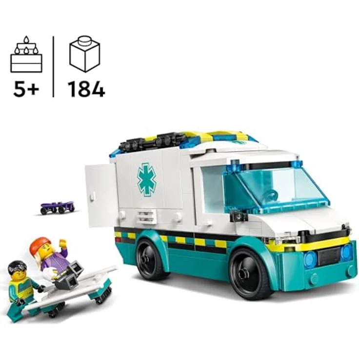 LEGO City Rettungswagen - Spielzeug mit 2 Minifiguren (Skateboarder und Fahrer) - Lernspielzeug für Jungen und Mädchen ab 5 Jahren - Geschenkideen zum Geburtstag und für die Feiertage 60451 – Bild 2