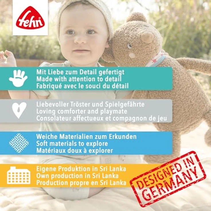 Fehn Kuscheltier Capybara Clara „Hello little One", weich und anschmiegsam, für Babys ab 0+ Monaten, Plüsch und Velours – Bild 6