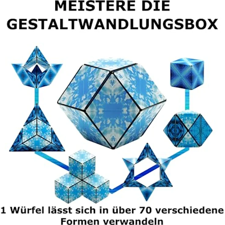 SHASHIBO Formwechsel Zauberwürfel - Preisgekrönt, Patentiert - Anti Stress Spielzeug - 36 Seltenerdmagnete - 3D Infinity Cube - Shashibo Magnetwürfel in Über 70 Formen Verwandelbar (Blue Planet) – Bild 5