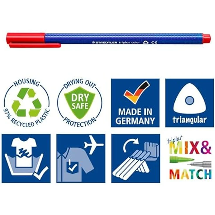 STAEDTLER Federtasche Fasermaler triplus color, gefüllt mit 20 sortierten Farben, Lederoptik, hellgraues Futter, 600D Polyester – Bild 8