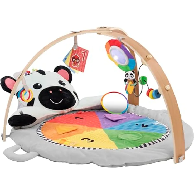 Baby Einstein Zen’s Aktivitätsspielzeug aus Plüsch für Meilensteine, mit Holzstange, waschmaschinenfest, 0-12 Monate