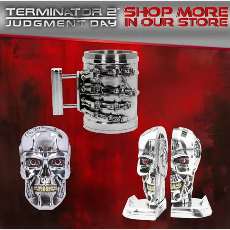 Nemesis Now T-800 Terminator Büste, Sammelfigur aus Harz mit entferntem Schädel und Stauraum, silber – Bild 6